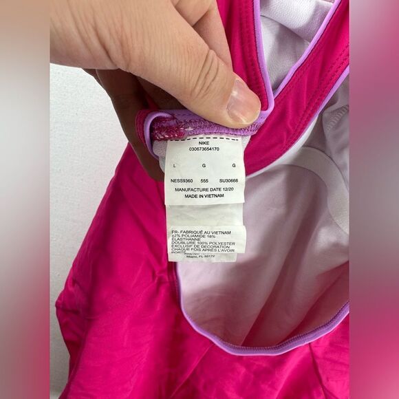 Nike Women's One-piece Swimsuit Pink/Purple trim size Large - Picture 4 of 10